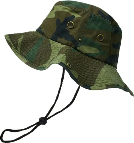 Vista 12 de Glory Max Sombrero de pescador de algodón lavado con correa de barbilla gorra de pesca Sun Safari Boonie Oliva