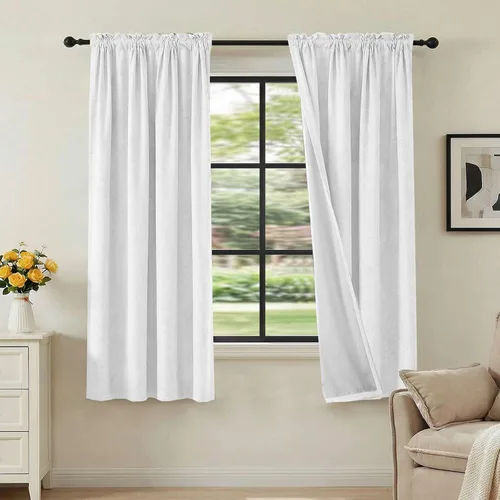 Vista 36 de H.VERSAILTEX Cortinas 100% opacas con aspecto de lino para dormitorio, bloqueo de luz completa, bolsillo para barra, cortinas de ventana gruesas