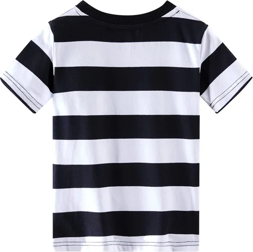 Vista 2 de Spring&Gege Camiseta de manga corta con cuello redondo de algodón a rayas para niños