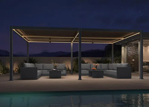 Vista 13 de PURPLE LEAF 92KS - Pérgola con listones de 8 x 10 pies con tira de luces LED, color gris