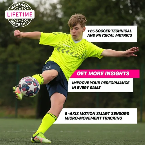 Vista 2 de Playermaker 2.0 Rastreador inteligente de fútbol para tacos, más de 25 métricas técnicas y físicas de entrenamiento de fútbol, 12 meses de acceso a