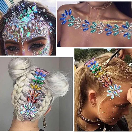 Vista 3 de 1000 gemas de cristal AB de diamantes de imitación coloridos, joyas de piedras preciosas acrílicas con parte trasera plana, manualidades