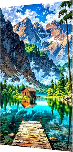 Vista 51 de croshom Kits de Arte de Diamantes Grandes para Adultos, Kits de Pintura de Arte de Diamantes de Paisaje Aurora Boreal para Adultos, 5D DIY Taladros