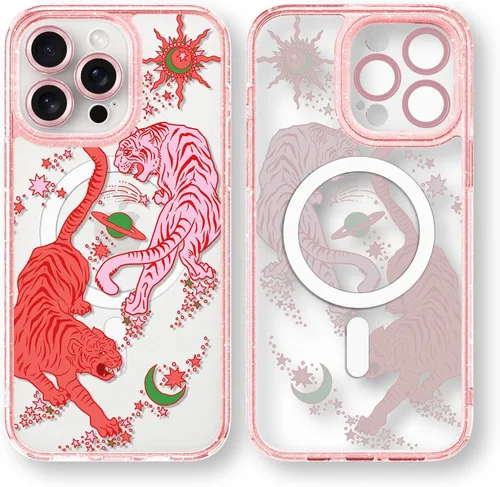 Vista 32 de Compatible para iPhone 13 Funda Bonita Estética - Funda para Teléfono Rosa con Purpurina con Protector de Cámara - Diseño de Cubierta