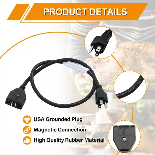 Vista 5 de Cable de alimentación magnético de repuesto para freidora eléctrica Masterbuilt XL de 10 litros, piezas y accesorios para freidoras de pavo