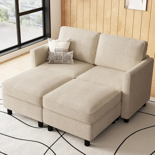 Vista 34 de Belffin - Sofá cama modular de 110.2 pulgadas, 12 asientos, color beige