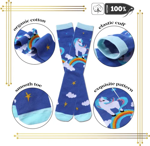 Vista 4 de Calcetines hasta la rodilla cálidos de algodón con diseño de animales para niñas