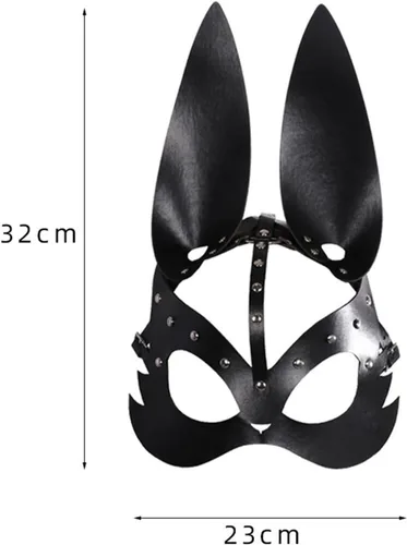 Vista 7 de OhMill Máscaras punk, gato, zorro, conejo, máscaras de piel sintética, máscaras faciales de animales, correa ajustable, fiesta de Halloween