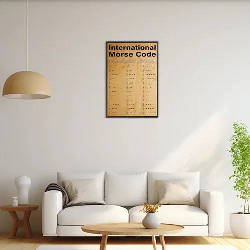 Vista 5 de Póster vintage internacional en código morse con alfabeto fonético morse, arte de pared retro de 1800 para amantes de los militares, pintura