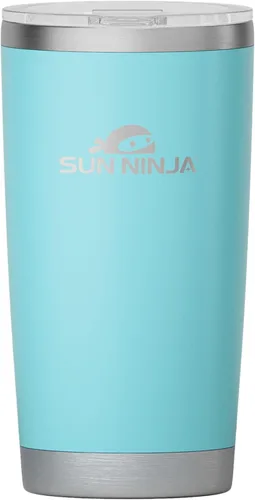 Vista 17 de SUN NINJA Vaso de acero inoxidable de 20 onzas, taza aislada al vacío de doble pared con tapa fácil de abrir, jarra de café de 20 onzas de grado