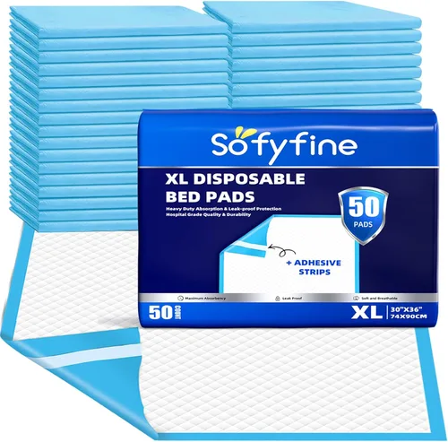 Vista 13 de SOFYFINE Almohadillas para cama con tira adhesiva de 30"x36" Almohadillas gruesas para incontinencia de adultos mayores desechables, Protectores