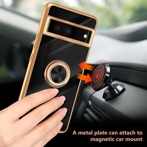 Vista 4 de Funda para Google Pixel 7 Pro para mujer, galvanoplastia, borde dorado, elegancia de lujo, parte inferior de un solo color, cubierta de protección