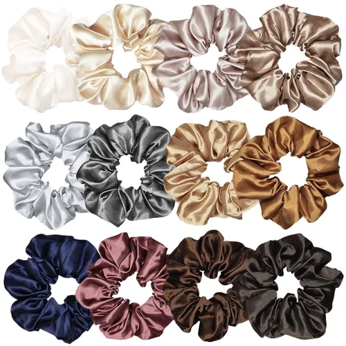 Vista 46 de Sufermoe 12 bandas elásticas para el cabello de seda satinada, color azul surtido de 4.5 pulgadas para mujeres y niñas
