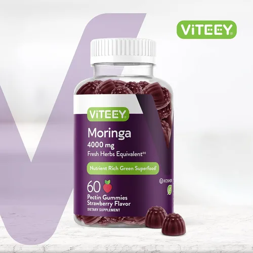 Vista 2 de Viteey Moringa Gummies - 4,000 mg [de 400 mg de extracto 10: 1] de Moringa Suplemento Super Greens - Gomitas antioxidantes para el bienestar