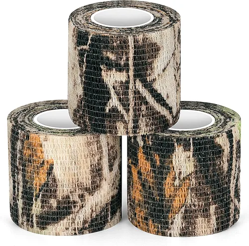 Vista 13 de Cinta envolvente autoadhesiva de camuflaje para protección de 5 cm x 4,5 m. Cinta de camuflaje discreta de tela no tejida. Vendaje elástico para ACU