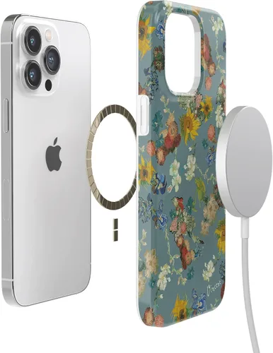 Vista 4 de Casely Funda para iPhone 14 Pro Flores de Van Gogh El 50 aniversario del Museo Van Gogh Compatible con MagSafe