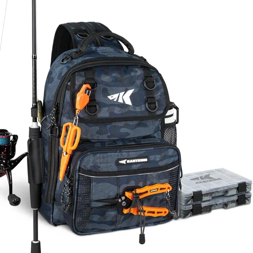 Vista 14 de KastKing Bolsa de Pesca con Eslinga BaitSpace, Mochila de Pesca con Soporte para Caña y Bebidas, Bolsa de Aparejos para Equipo de Pesca