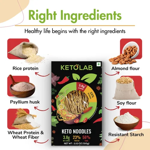 Vista 4 de Ketolab Espaguetis de fideos Keto, 10.7 onzas, 1 paquete, 0.13 oz de carbohidratos netos y 0.39 oz de alto contenido de proteínas/porción, idénticos