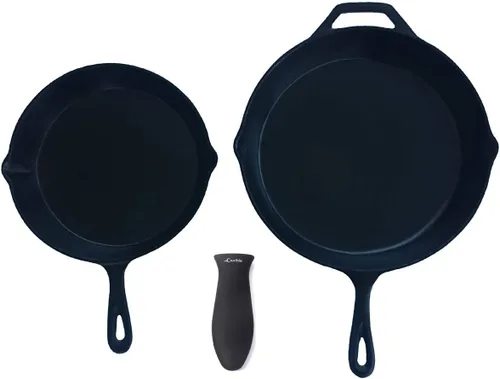Vista 3 de Crucible Cookware Soportes de silicona para mango caliente (negro, paquete de 2 grandes)