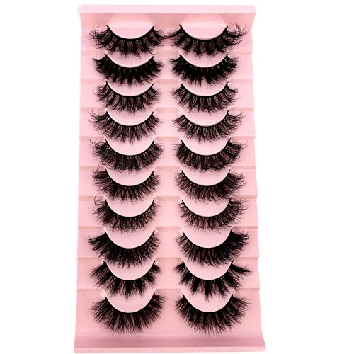 Vista 16 de 10 pares de pestañas postizas de visón 3D, hechas a mano, pestañas largas y finas, pestañas naturales para maquillaje de ojos (3-6)