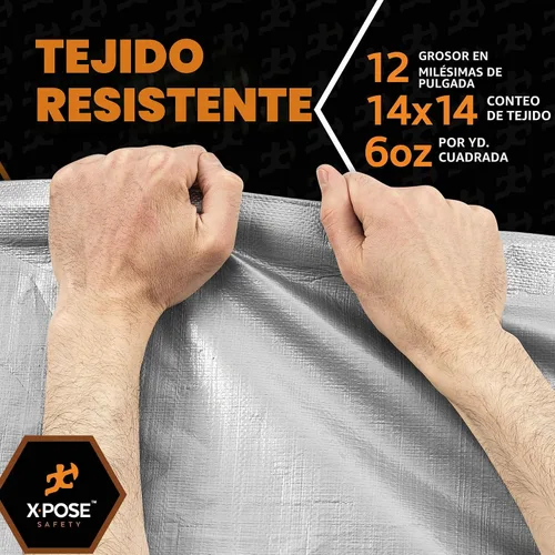 Vista 6 de Xpose Safety Lona protectora de polietileno plateado resistente de 5 x 7 pies - Funda protectora multiusos - Duradera, resistente al agua
