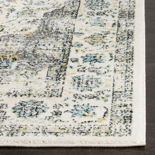 Vista 2 de SAFAVIEH Evoke Collection EVK220B Medallón oriental shabby chic de 2'2" x 4', color gris/dorado, no desprende pelusa, alfombra de acento para sala