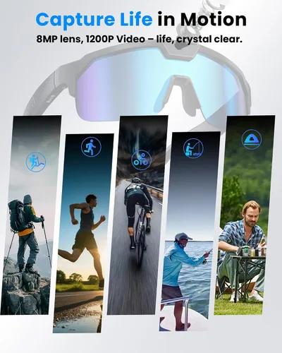 Vista 3 de Lentes inteligentes AI con cámara 4K, gafas de grabación de video con estabilización EIS y OIS, gafas de sol polarizadas, asistente de voz ChatGPT