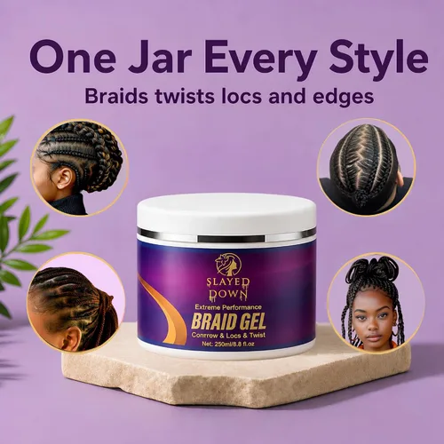 Vista 2 de Gel de trenzado para todo el día para trenzar cabello, cornrows, rastas, cerraduras y giros, sin escamas, control de bordes de larga duración, gel