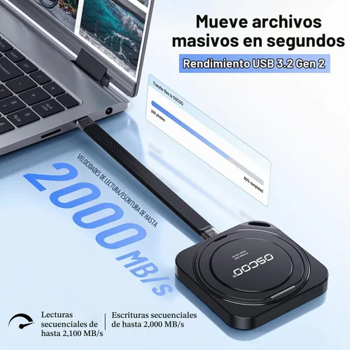 Vista 2 de 1TB SSD externo magnético, hasta 2000MB/s disco duro portátil Phone SSD Compatible with MagSafe iPhone ProRes 4K, Mac, Windows PC, Laptops — Ideal