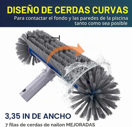 Vista 3 de POOLAZA Cepillo de piscina de 360 grados, cepillo de limpieza resistente de Azul