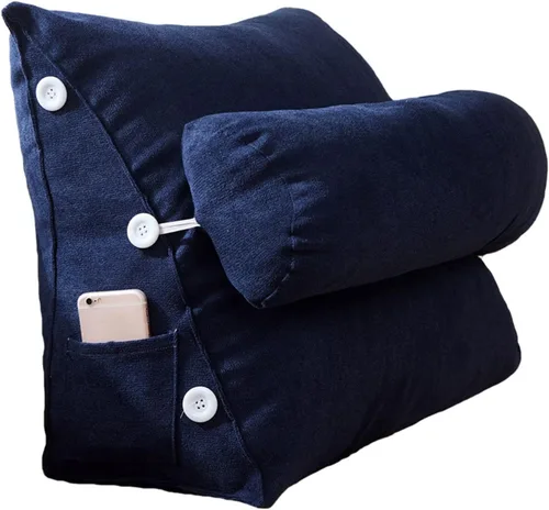 Vista 5 de Cojín de cuña para sofá cama con soporte para el cuello, almohada de apoyo para la espalda, almohadas de lectura para sentarse en la cama
