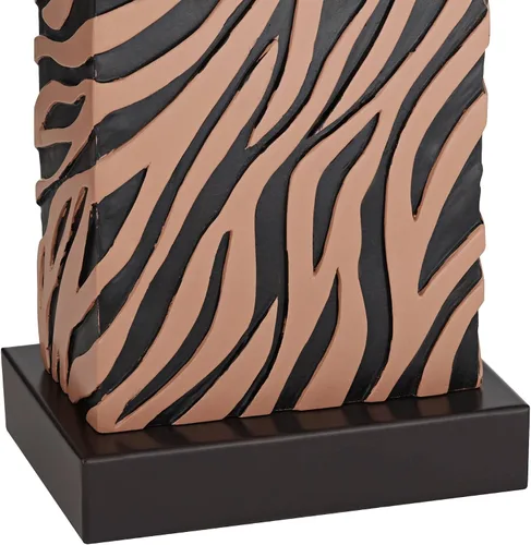 Vista 9 de 360 Lighting Juego de 2 lámparas de mesa modernas con puerto de carga USB de 27 pulgadas de alto, madera sintética de cebra, pantalla rectangular