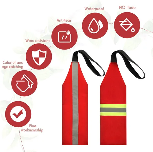 Vista 4 de Ohmfluke Bandera de seguridad para kayak, 2 piezas, reflectante, color rojo, advertencia, bandera de viaje con cincha para kayak, canoas, remolque