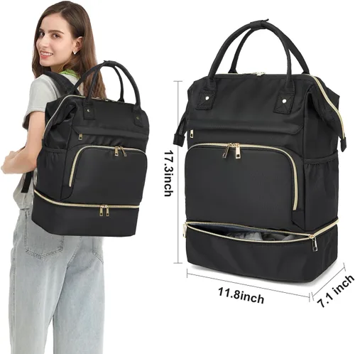 Vista 4 de seyfocnia Mochila de gimnasio para mujer, bolsa de gimnasio con compartimento para zapatos, mochila ligera para viajes, entrenamiento, deportes