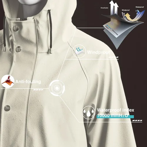 Vista 4 de UNIQUEBELLA Impermeable para mujer, chaqueta impermeable para exteriores, gabardina ligera para mujer