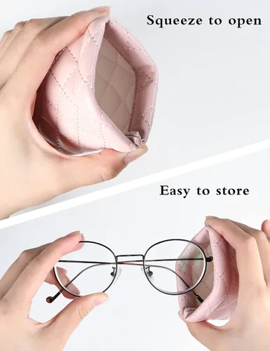 Vista 3 de COMF-PRO Squeeze Top Sunglass Pouch - Portable Sunglass Organizer Pouch Bags Soft PU Leather Glasses 2 Pack