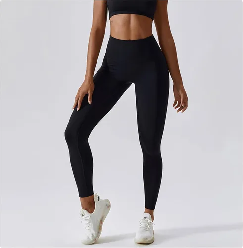Vista 4 de Pantalones de yoga de cintura alta para mujer, con levantamiento de glúteos, sin costuras, elásticos, de secado rápido, mallas para fitness
