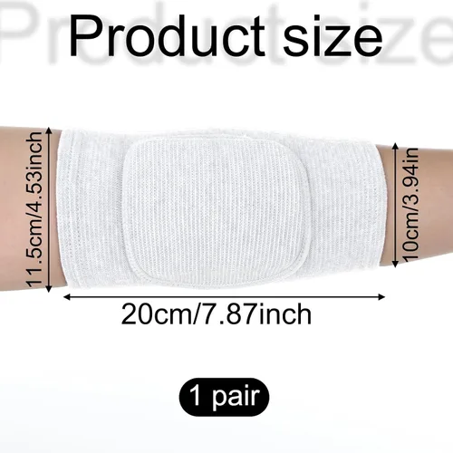 Vista 2 de 1 par de coderas con almohadilla de esponja gruesa, almohadillas protectoras blancas transpirables para coderas de voleibol, protector de rodilla