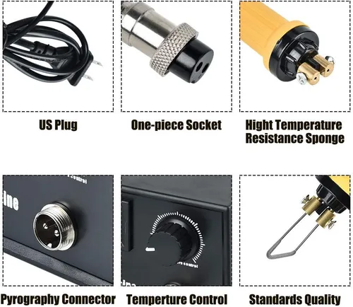 Vista 3 de Kit de quemado de madera 110V 60W Artesanías Calabaza Herramientas de quema de madera multifunción Máquina de pirografía Kit de calefacción Control