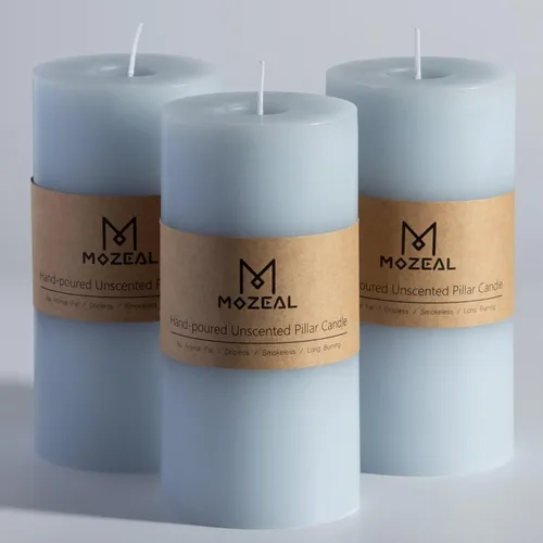Vista 38 de MOZEAL Juego de 3 velas sin perfume vertidas a mano de 3 x 6 pulgadas, velas tipo pilar sin goteo, combustión de larga duración, aproximadamente 120