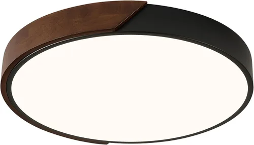 Vista 16 de Lámpara de techo LED moderna, lámpara de techo minimalista de madera empotrada, 4000 K no regulable, lámpara de iluminación circular con pantalla