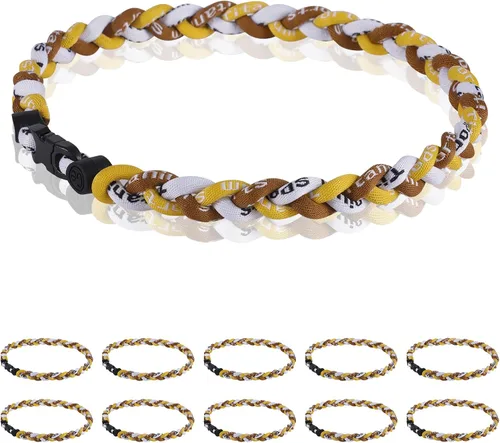 Vista 12 de Paquete de 12 Collares de Béisbol de 18 Pulgadas, Regalo de Equipo para Fanáticos de Béisbol, Diseño de Cuerda Tornado de Titanio Triple Trenzado