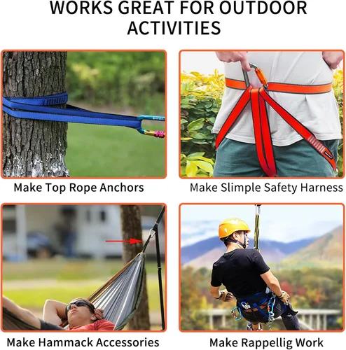 Vista 8 de NewDoar 16mm Cuerda de Escalada Certificada UIAA CE, 23KN Certificada EN566, Cordón Utilitario para Escalada en Roca, Creación de Sistemas