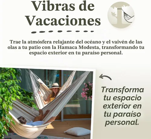 Vista 9 de LA SIESTA Modesta Hamaca de algodón orgánico, interior/exterior, dormitorio a patio trasero, 2 personas, máximo 355 libras, turrón