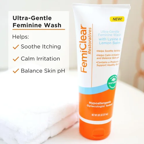 Vista 5 de FemiClear Cuidado femenino completo, lavado suave y crema para aliviar el herpes - Ingredientes naturales para mayor comodidad