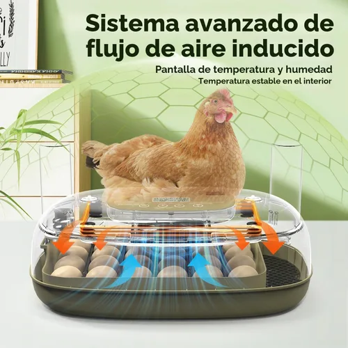 Vista 2 de HOWOOlUA Incubadora de huevos para incubar huevos con giro automático, control de temperatura y humedad, incubadora de huevos integrada de gran 24