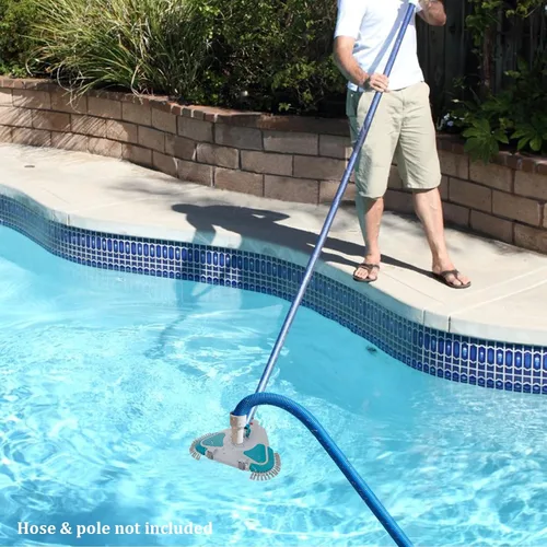 Vista 13 de Cabezal de Aspiradora Triangular con Peso Upgrade Pro Giratorio para Piscina con Cepillo y Mango EZ Clip - para Limpiar Superficie Seguro