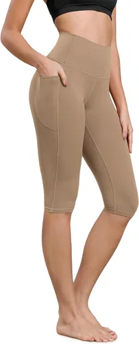 Vista 26 de ODODOS Pantalones capri de yoga suaves como mantequilla para salón con bolsillos para mujeres, leggings capri de cintura alta de 14"/19"/21