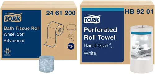 Vista 10 de Tork Advanced Toilet Paper Roll, White, Compatible with T24 Dispensers, 2-ply, Soft Tissue, 80 rolls x 500 sheets (2461200)