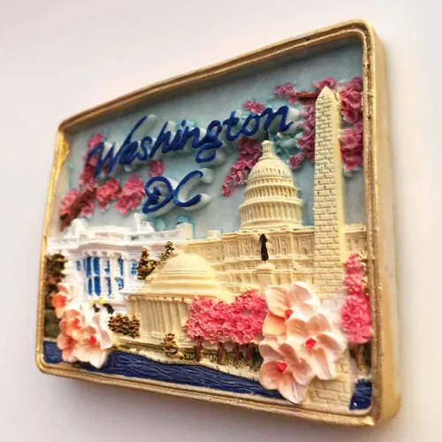 Vista 4 de Washington DC USA - Imán de nevera 3D hecho a mano, resina magnética, decoración del hogar, cocina, colección de imanes para nevera de Washington